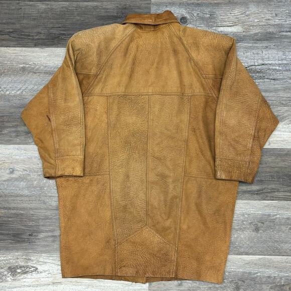 Vintage 80s 90s Winlit Brown‎ Womens L Suede Leather Trench Coat Jacket - Picture 2 of 12
